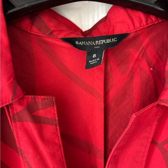 Banana Republic Red Band Waist Poplin Midi Dress - Picture 6 of 6